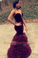 Mermaid Floor Length Purple Dress for Prom Sweetheart Sleeveless Zipper