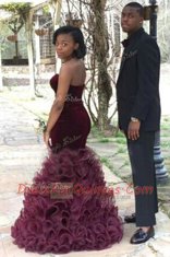 Mermaid Floor Length Purple Dress for Prom Sweetheart Sleeveless Zipper
