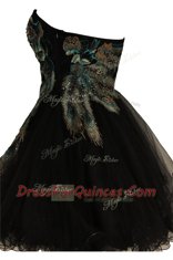 Black Sleeveless Tulle Side Zipper Homecoming Dress for Prom and Party