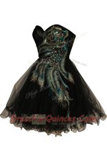 Black Sleeveless Tulle Side Zipper Homecoming Dress for Prom and Party