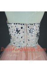 Excellent Knee Length A-line Sleeveless Peach Prom Dresses Zipper