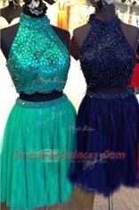 Pretty Turquoise Sleeveless Tulle Zipper Prom Dress