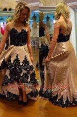 Charming Sleeveless Asymmetrical Lace Zipper Prom Gown with Champagne