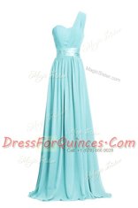 Black One Shoulder Zipper Ruching and Belt Prom Party Dress Sleeveless