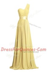 Black One Shoulder Zipper Ruching and Belt Prom Party Dress Sleeveless