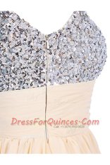 Apple Green Chiffon Zipper Prom Party Dress Sleeveless Mini Length Beading and Ruching
