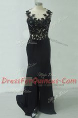 Mermaid Black Scoop Zipper Lace Prom Evening Gown Sleeveless