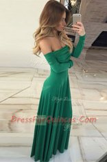 Noble Off the Shoulder Floor Length Zipper Prom Dresses Green for Prom with Ruching