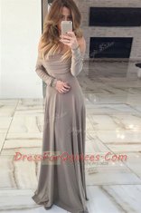 Noble Off the Shoulder Floor Length Zipper Prom Dresses Green for Prom with Ruching