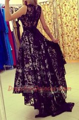 Hot Selling Scoop Asymmetrical Black Lace Sleeveless Lace
