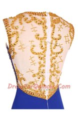 Edgy Knee Length Royal Blue Evening Dress Scoop Sleeveless Zipper