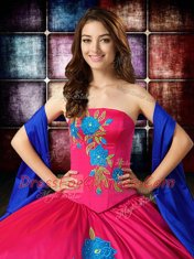 Floor Length Multi-color 15th Birthday Dress Taffeta Sleeveless Embroidery