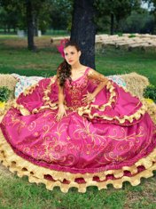 Floor Length Fuchsia Sweet 16 Dress Off The Shoulder Sleeveless Lace Up