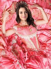 Customized Off the Shoulder Sleeveless Lace Up Floor Length Beading and Embroidery and Ruffled Layers Quinceanera Gown