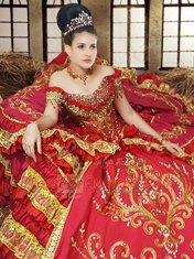 Off The Shoulder Sleeveless Taffeta Ball Gown Prom Dress Beading and Embroidery and Ruffled Layers Lace Up