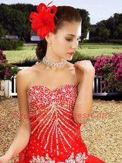 Sexy Sweetheart Sleeveless Tulle Sweet 16 Dress Beading and Lace Watteau Train Lace Up