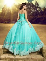 Lovely Apple Green Sleeveless Tulle Lace Up Quince Ball Gowns for Military Ball and Sweet 16 and Quinceanera