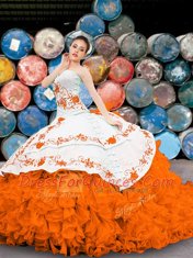 Sophisticated Multi-color Ball Gowns Sweetheart Sleeveless Organza Floor Length Lace Up Appliques and Embroidery and Ruffles Ball Gown Prom Dress