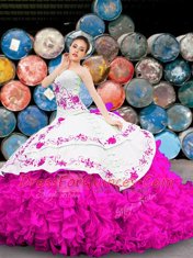 Lovely Floor Length Lace Up Sweet 16 Dress Multi-color for Military Ball and Sweet 16 and Quinceanera with Appliques and Embroidery and Ruffles