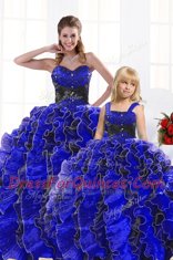 Ball Gowns 15 Quinceanera Dress Royal Blue Sweetheart Organza Sleeveless Floor Length Lace Up