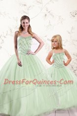 Wonderful Tulle Sleeveless Floor Length Quince Ball Gowns and Beading