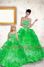 Chic Green Sweetheart Lace Up Beading and Embroidery and Pick Ups Vestidos de Quinceanera Sleeveless