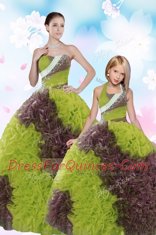 Designer Multi-color Sleeveless Floor Length Beading and Sequins Lace Up Sweet 16 Quinceanera Dress