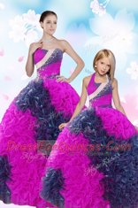 Multi-color Ball Gowns Sequins and Pick Ups Quinceanera Gown Lace Up Taffeta Sleeveless Floor Length