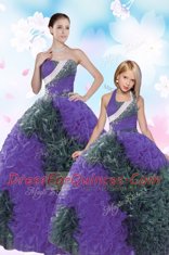 Multi-color Lace Up Sweetheart Sequins and Pick Ups Sweet 16 Dress Taffeta Sleeveless