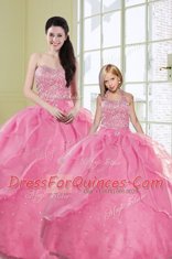 Glorious Organza Sleeveless Floor Length Sweet 16 Dress and Beading and Sequins