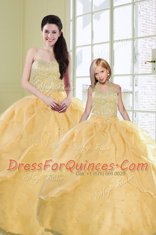 Wonderful Sweetheart Sleeveless Organza Sweet 16 Quinceanera Dress Beading and Sequins Lace Up
