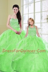 Sequins Ball Gowns Quinceanera Gown Green Sweetheart Organza Sleeveless Floor Length Lace Up