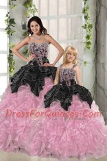Extravagant Sweetheart Sleeveless Organza Sweet 16 Quinceanera Dress Beading and Ruffles Lace Up