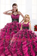 Floor Length Hot Pink Quinceanera Gown Sweetheart Sleeveless Lace Up