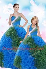 Multi-color Ball Gowns Taffeta Sweetheart Sleeveless Sequins and Pick Ups Floor Length Lace Up Sweet 16 Quinceanera Dress