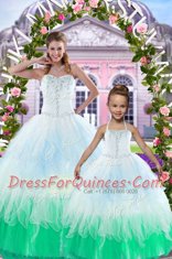 Sleeveless Organza Floor Length Lace Up Sweet 16 Quinceanera Dress in Multi-color with Beading