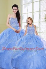 Latest Light Blue Sweetheart Lace Up Beading Sweet 16 Dress Sleeveless