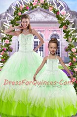 Unique Sleeveless Tulle Floor Length Lace Up Quinceanera Dress in Multi-color with Beading