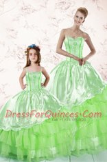 Clearance Sleeveless Embroidery and Ruffled Layers Floor Length Sweet 16 Dresses