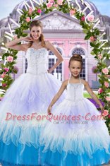 Multi-color Ball Gowns Beading Vestidos de Quinceanera Lace Up Tulle Sleeveless Floor Length