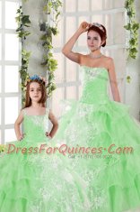 Sleeveless Lace Up Floor Length Beading and Ruffled Layers and Ruching 15th Birthday Dress