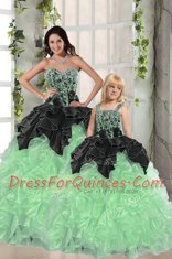 Floor Length Apple Green 15 Quinceanera Dress Sweetheart Sleeveless Lace Up