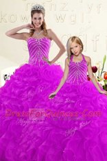 Admirable Sleeveless Beading and Ruffles Lace Up Quinceanera Dresses