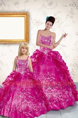 Most Popular Fuchsia Strapless Lace Up Beading and Appliques and Pick Ups Quince Ball Gowns Sleeveless