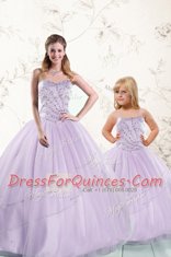 Spectacular Lavender Sleeveless Beading Floor Length Quinceanera Gowns