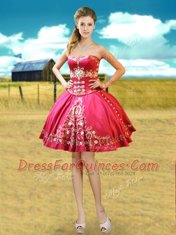 Dramatic Four Piece Floor Length Lace Up Sweet 16 Dresses Hot Pink for Military Ball and Sweet 16 and Quinceanera with Beading and Embroidery