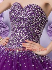 Discount Dark Purple Lace Up Sweetheart Beading Quinceanera Dresses Tulle Sleeveless