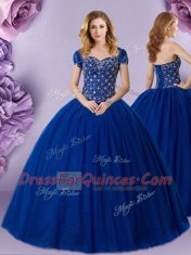 Sweetheart Sleeveless Lace Up 15 Quinceanera Dress Royal Blue Tulle