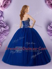 Sweetheart Sleeveless Lace Up 15 Quinceanera Dress Royal Blue Tulle