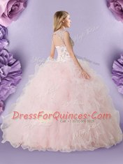Stunning Baby Pink Scoop Lace Up Lace Quinceanera Dresses Sleeveless